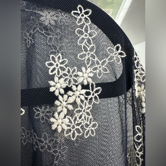 BCBGMAXAZRIA Embroidered Mesh Dress Dark Midnight Blue Floral Ruffle Size XXS - Picture 8 of 16